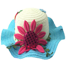 Load image into Gallery viewer, Babymoon Sunflower Baby Summer Kids Cap with String | 2-6 Years | Blue