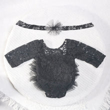 Load image into Gallery viewer, Babymoon Set of 2 | Fluffy Romper & Hairband | Baby Photoshoot Props Costumes | Black | 0-1 Month