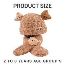 Load image into Gallery viewer, Babymoon Winter Bear Fleece Soft Baby Cap Hat with Scarf Boy’s Girls Kids Cap Hat Headwear | Brown | 0-3 Yr