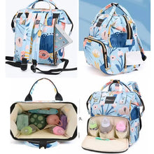 Load image into Gallery viewer, Babymoon Mother Diaper Bag Lightweight Multifunctional Travel Unisex Diaper Backpack | Blue Floral