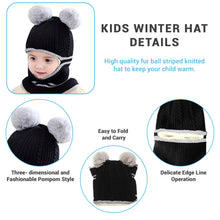 Load image into Gallery viewer, Babymoon Pom-Pom Knit Winter Kids Boys Girls Monkey Cap Baby Hat | Black | 2-8 yr