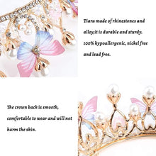 Load image into Gallery viewer, Babymoon Butterfly Alloy Crystal Girl’s Women’s Crown | Tiara Hairband Hair Accessories | Golden