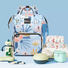 Load image into Gallery viewer, Babymoon Mother Diaper Bag Lightweight Multifunctional Travel Unisex Diaper Backpack | Blue Floral