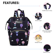Load image into Gallery viewer, Babymoon Mother Diaper Bag Lightweight Multifunctional Travel Unisex Diaper Backpack - Black Balloon