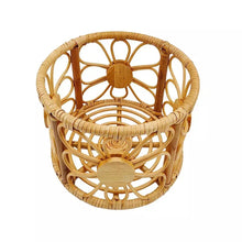 Load image into Gallery viewer, Babymoon Rustic Blossom Round Cane Bamboo Basket | Wooden Properties | Baby Photography Props