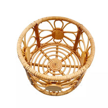 Load image into Gallery viewer, Babymoon Rustic Blossom Round Cane Bamboo Basket | Wooden Properties | Baby Photography Props