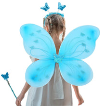 Load image into Gallery viewer, Babymoon Butterfly Fairy Angel Costumes Baby Wings Photography Props - Set of 3 | 6 Month To 10 Years | Lightblue