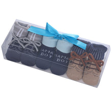 Load image into Gallery viewer, Babymoon Set of 3 | Non-Skid, Anti Slip Baby Socks Gift Box | Safety Protector | 0-9M | Blue