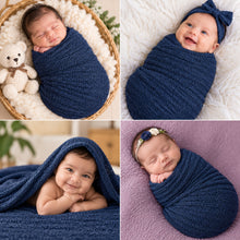 Load image into Gallery viewer, Babymoon Mohair Stretchble Baby Photography Shoot Wrap Cloth - Dark Blue