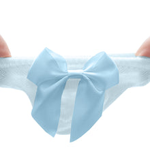 Load image into Gallery viewer, Babymoon Set of 3 | Non-Skid, Anti Slip Pearl Bow Flower Baby Socks Gift Box | Safety Protector | 0-12M | Blue