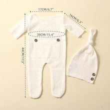 Load image into Gallery viewer, Babymoon Stretchable Bodysuit & Cap New Born Outfits Costumes-White | 0-1 Month