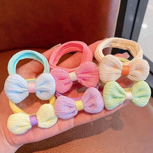Load image into Gallery viewer, Babymoon Set of 6 | Baby Girl’s Ponytail Pastel Bow Kids Hairband Rings | Fashion Hair Accessories