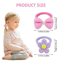 Load image into Gallery viewer, Babymoon Set of 6 | Baby Girl’s Ponytail Pastel Bow Kids Hairband Rings | Fashion Hair Accessories