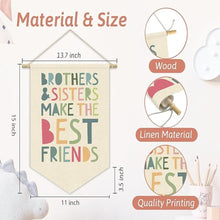 Load image into Gallery viewer, Babymoon Kids Nursery Décor Canvas Banner | Playroom, Bedroom, Wall Art Decoration | Wall Hanging | Flag Banner | Baby Photoshoot Props | Brother n Sister