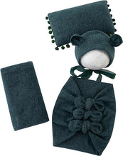 Load image into Gallery viewer, Babymoon (Set Of 4) Butterfly Ready Wrap, Jersey wrap, Pillow & Cap Baby Photography Props-Dark Green