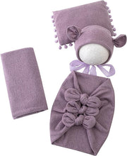 Load image into Gallery viewer, Babymoon (Set Of 4) Butterfly Ready Wrap, Jersey wrap, Pillow & Cap Baby Photography Props-Light Purple