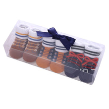 Load image into Gallery viewer, Babymoon Set of 3 | Non-Skid, Anti Slip Baby Socks Gift Box | Safety Protector | 0-9M | Coffee