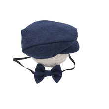 Load image into Gallery viewer, Babymoon Set of 2 | Gentleman French Cap with Bow | Baby Photoshoot Props | Navy Blue