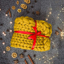 Load image into Gallery viewer, Babymoon Marino Wool Knit Throw Basket Filler Blanket Baby Photography Photoshoot Props | Yellow