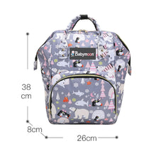 Load image into Gallery viewer, Babymoon Mother Diaper Bag Lightweight Multifunctional Travel Unisex Diaper Backpack - Grey Fish