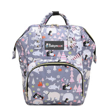 Load image into Gallery viewer, Babymoon Mother Diaper Bag Lightweight Multifunctional Travel Unisex Diaper Backpack - Grey Fish