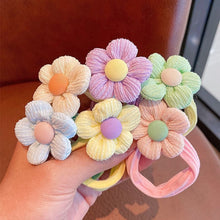 Load image into Gallery viewer, Babymoon Set of 6 | Baby Girl’s Ponytail Pastel Flower Kids Hairband Rings | Fashion Hair Accessories