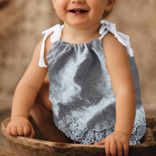 Load image into Gallery viewer, Babymoon Cotton Spaghetti Embroidery Baby Girl’s Frock Dress | Baby Photoshoot Props | Grey