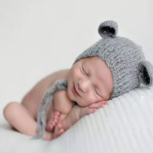Load image into Gallery viewer, Babymoon Knitted Mohair Baby Hat Cap | Baby Photoshoot Props | 0-3 Months | Grey