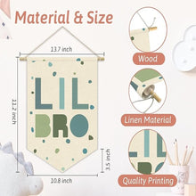 Load image into Gallery viewer, Babymoon Kids Nursery Décor Canvas Banner | Playroom, Bedroom, Wall Art Decoration | Wall Hanging | Flag Banner | Baby Photoshoot Props | Little Brother