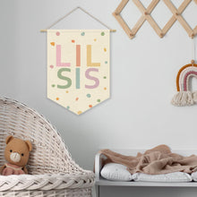 Load image into Gallery viewer, Babymoon Kids Nursery Décor Canvas Banner | Playroom, Bedroom, Wall Art Decoration | Wall Hanging | Flag Banner | Baby Photoshoot Props | Little Sister