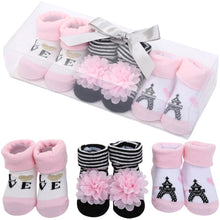 Load image into Gallery viewer, Babymoon Set of 3 | Non-Skid, Anti Slip Baby Socks Gift Box | Safety Protector | 0-9M | Light Pink