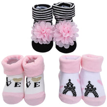 Load image into Gallery viewer, Babymoon Set of 3 | Non-Skid, Anti Slip Baby Socks Gift Box | Safety Protector | 0-9M | Light Pink