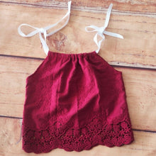 Load image into Gallery viewer, Babymoon Cotton Spaghetti Embroidery Baby Girl’s Frock Dress | Baby Photoshoot Props | Maroon