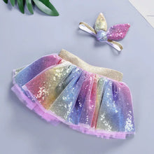 Load image into Gallery viewer, Babymoon Set of 2 Glittering Princess Girl’s Tutu Skirt with Headband | Baby Photoshoot Props | 3-8 years | Multi