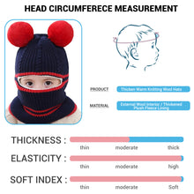 Load image into Gallery viewer, Babymoon Pom-Pom Knit Winter Kids Boys Girls Monkey Cap Baby Hat | Navy Blue | 2-8 yr