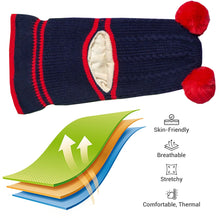 Load image into Gallery viewer, Babymoon Pom-Pom Knit Winter Kids Boys Girls Monkey Cap Baby Hat | Navy Blue | 2-8 yr