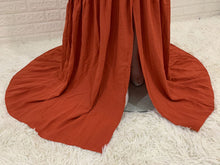 Load image into Gallery viewer, Babymoon Puff Sleeve Front Slit Maternity Gown Dress | Orange