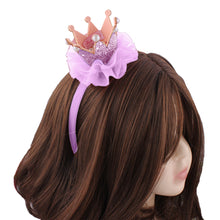 Load image into Gallery viewer, Babymoon Princess Girl’s Pearl Crown Headband | Hair Accessories | Purple