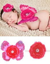 Load image into Gallery viewer, Babymoon Butterfly Fairy Angel Costumes Baby Wings Photography Props with Hairband | Baby Gift Set | Set of 2 | Darkpink