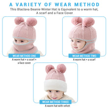 Load image into Gallery viewer, Babymoon Pom-Pom Knit Winter Kids Boys Girls Monkey Cap Baby Hat | Pink | 2-8 yr