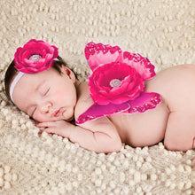 Load image into Gallery viewer, Babymoon Butterfly Fairy Angel Costumes Baby Wings Photography Props with Hairband | Baby Gift Set | Set of 2 | Darkpink