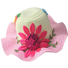 Load image into Gallery viewer, Babymoon Sunflower Baby Summer Kids Cap with String | 2-6 Years | Pink