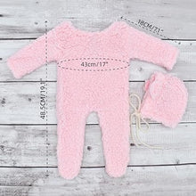 Load image into Gallery viewer, Babymoon Set of 2 | Fleece Suit with Infant Baby Bear Cap Hat | Baby Photography Props Costume | Baby Gift Set | 0-3 Months | Pink