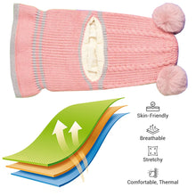 Load image into Gallery viewer, Babymoon Pom-Pom Knit Winter Kids Boys Girls Monkey Cap Baby Hat | Pink | 2-8 yr