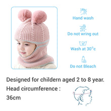 Load image into Gallery viewer, Babymoon Pom-Pom Knit Winter Kids Boys Girls Monkey Cap Baby Hat | Pink | 2-8 yr