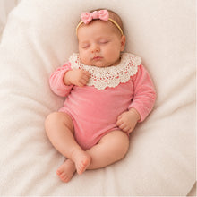 Load image into Gallery viewer, Babymoon | Set of 2 | Baby Velvet Romper and Hairband | Baby Photoshoot Props | Baby Costume | Pink