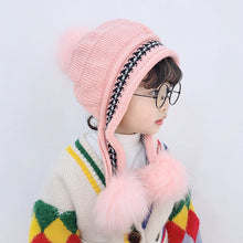 Load image into Gallery viewer, Babymoon Baby Velvet Earflap Cap Winter Kids Hat Long Pom Pom Ears | Ears Protection | 2-10 Year | Pink