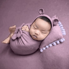 Load image into Gallery viewer, Babymoon (Set Of 4) Butterfly Ready Wrap, Jersey wrap, Pillow & Cap Baby Photography Props-Light Purple