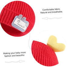 Load image into Gallery viewer, BabyMoon Unisex Winter Hat Designed with Hearts | Warm Baby Cap Headwear | Red | 3-12 Month