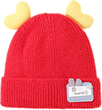 Load image into Gallery viewer, BabyMoon Unisex Winter Hat Designed with Hearts | Warm Baby Cap Headwear | Red | 3-12 Month
